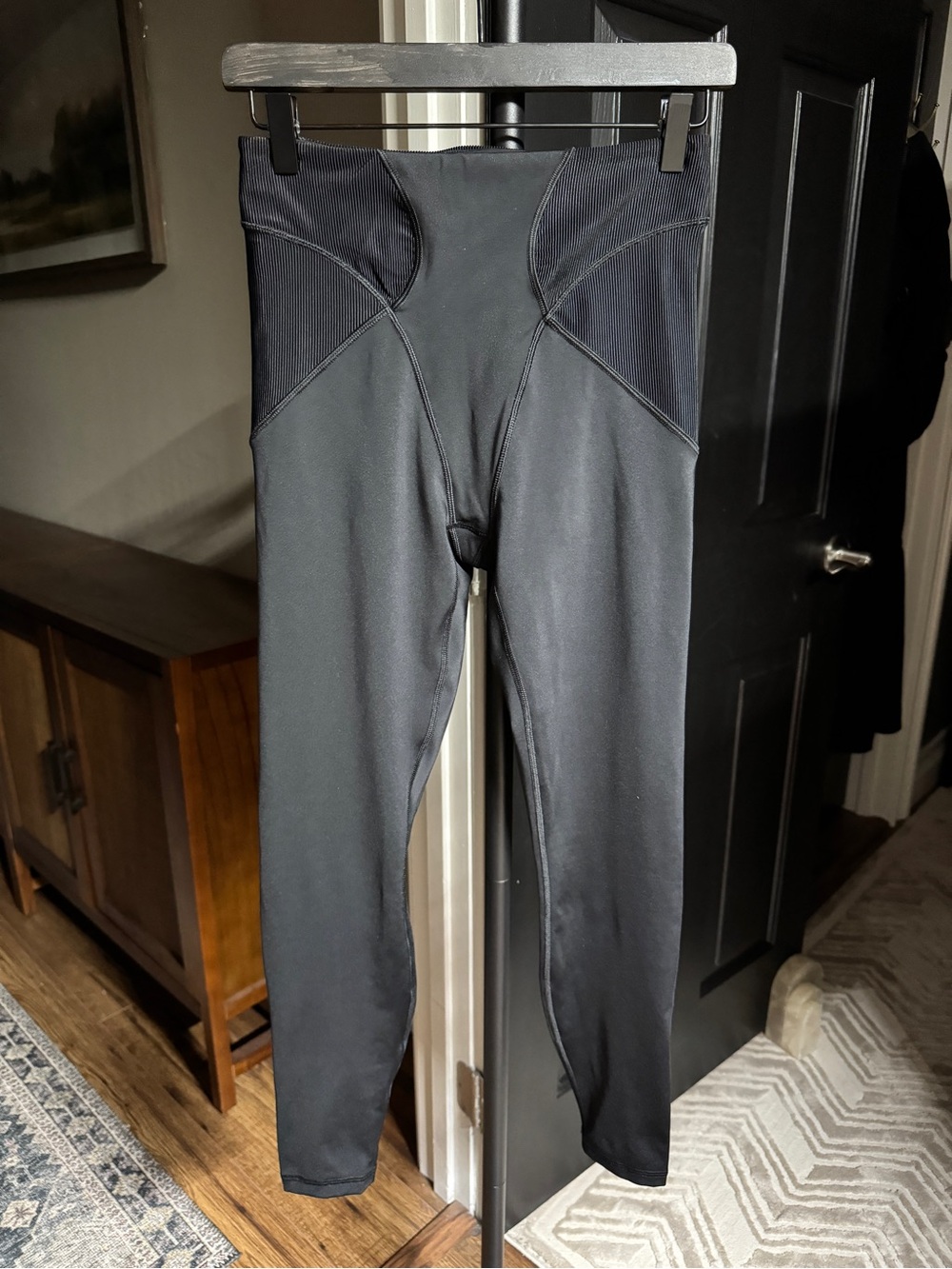 {Savage x Fenty} Black Ribbed Waist Workout Tights Leggings Pants WAP60